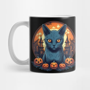 Russian Blue Cat Halloween, Cat Lover Mug